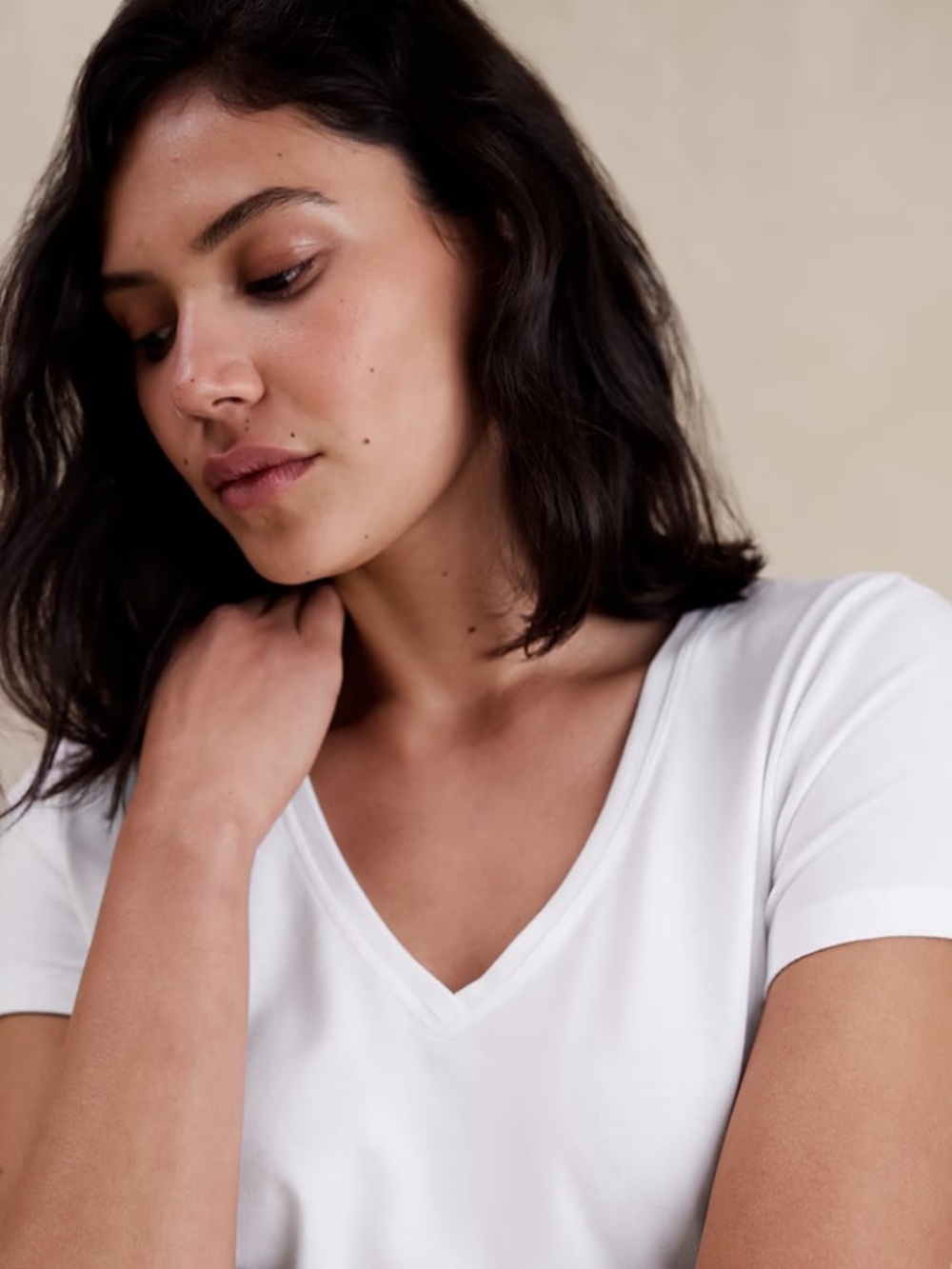 Banana Republic Factory White Timeless V-Neck T-Shirt